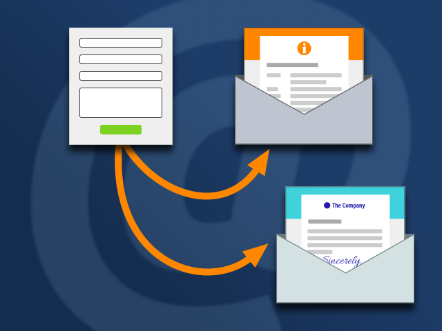 Illustration: Formular versendet zwei verschiedene E-Mail-Templates