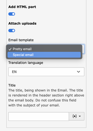 Detail view of the new select field in the TYPO3 Form Editor
