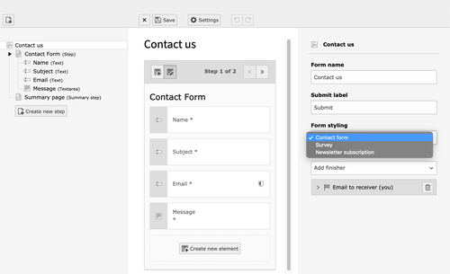New select field for styling classes in the Form Editor